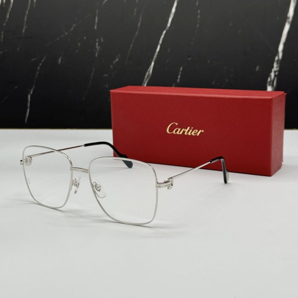 NEW CT0253O 001 CARTIER SILVER UNISEX CARTIER EYEGLASSES
